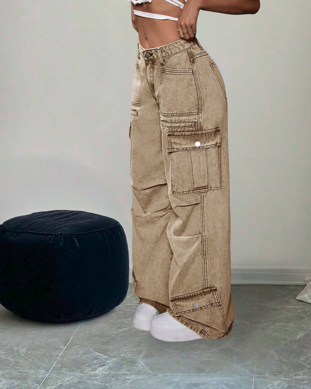 Calça Cargo Jeans Street Style