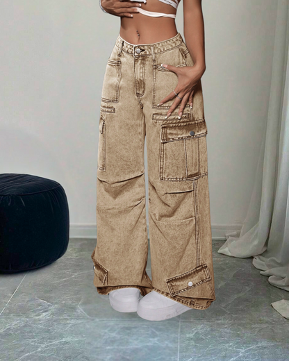 Calça Cargo Jeans Street Style