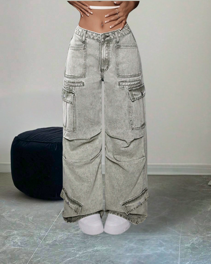 Calça Cargo Jeans Street Style