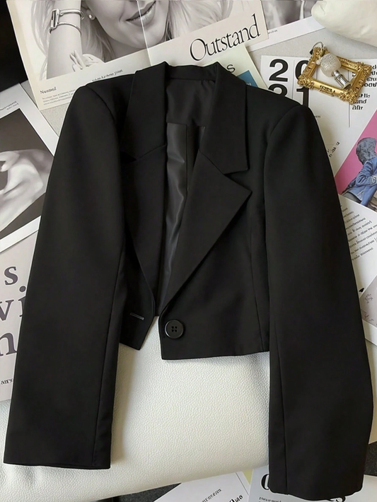 Blazer Casual com Gola Lapela