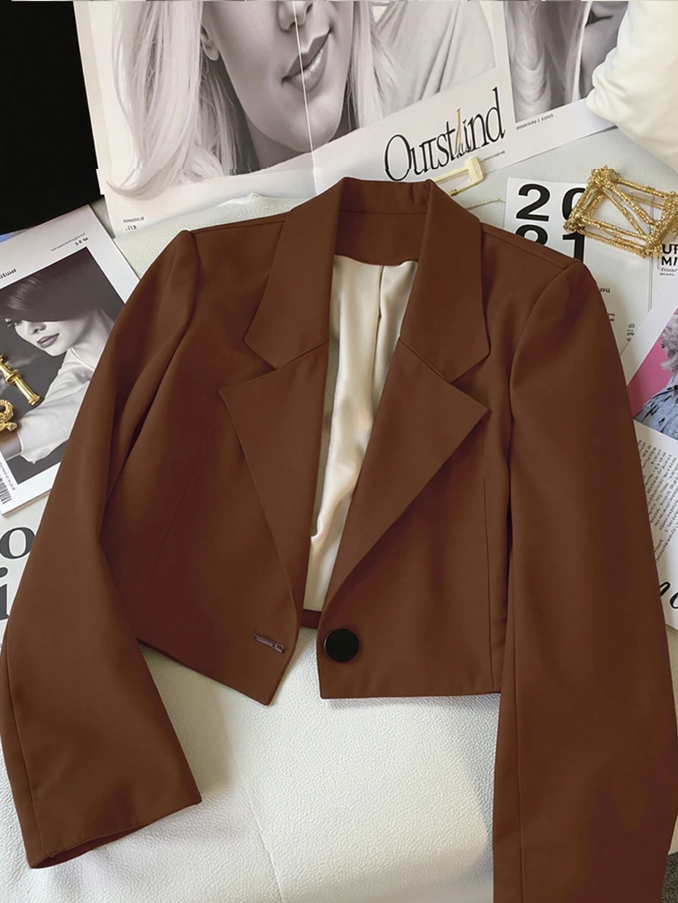 Blazer Casual com Gola Lapela