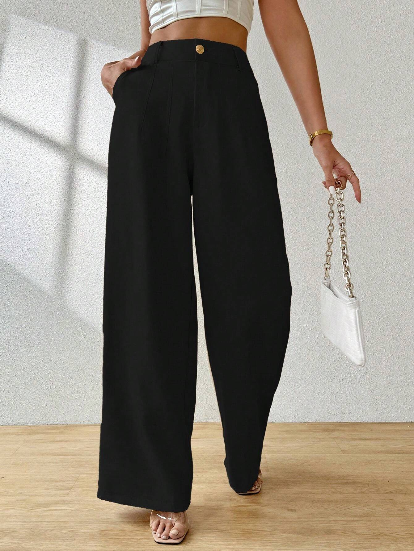 Calça Pantalona de Alfaiataria Cintura Alta