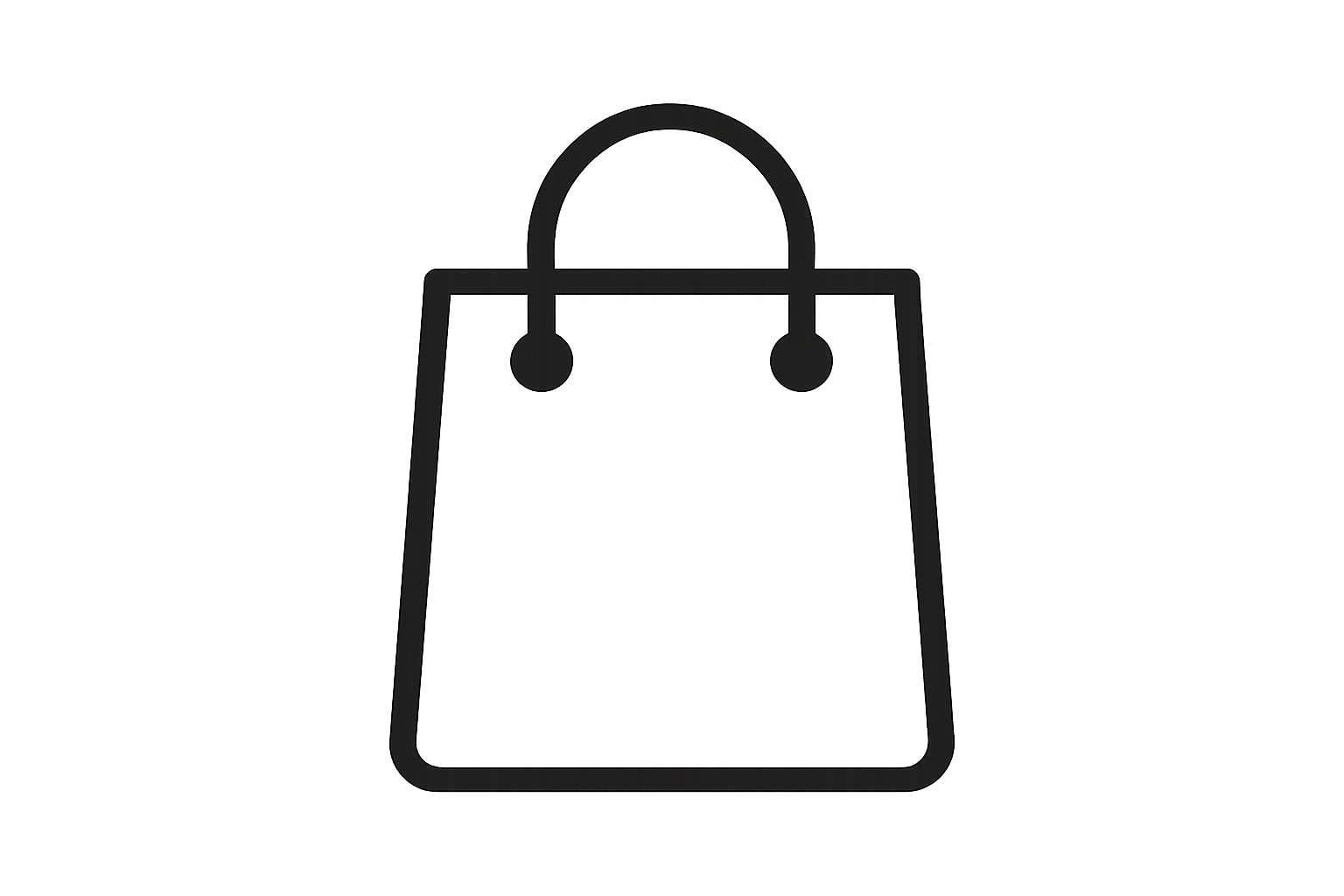 ícone de sacola de compras em preto por fora e branco por dentro básico