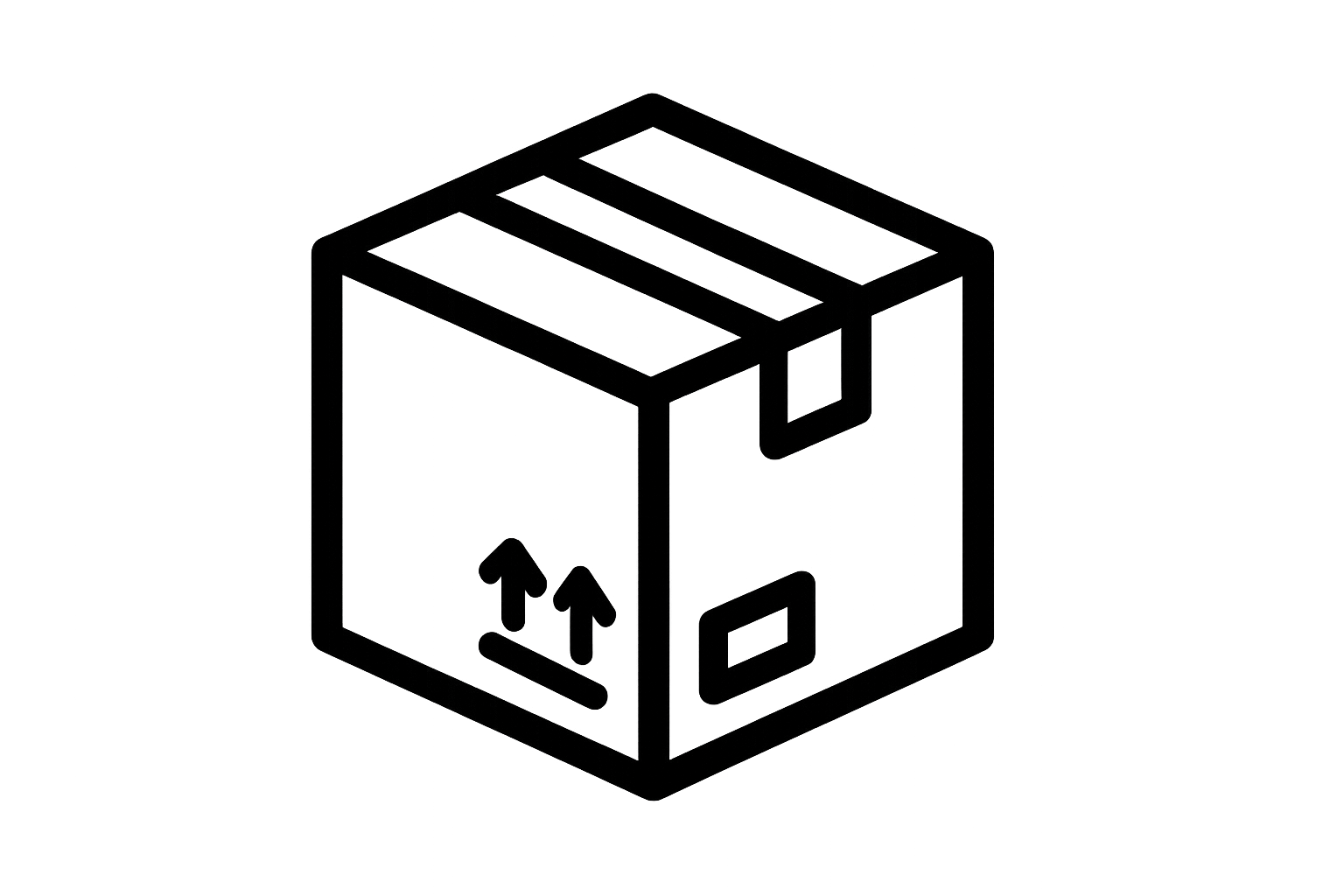 faça um ícone de caixa de frete preta e branca com fundo da imagem transparente
