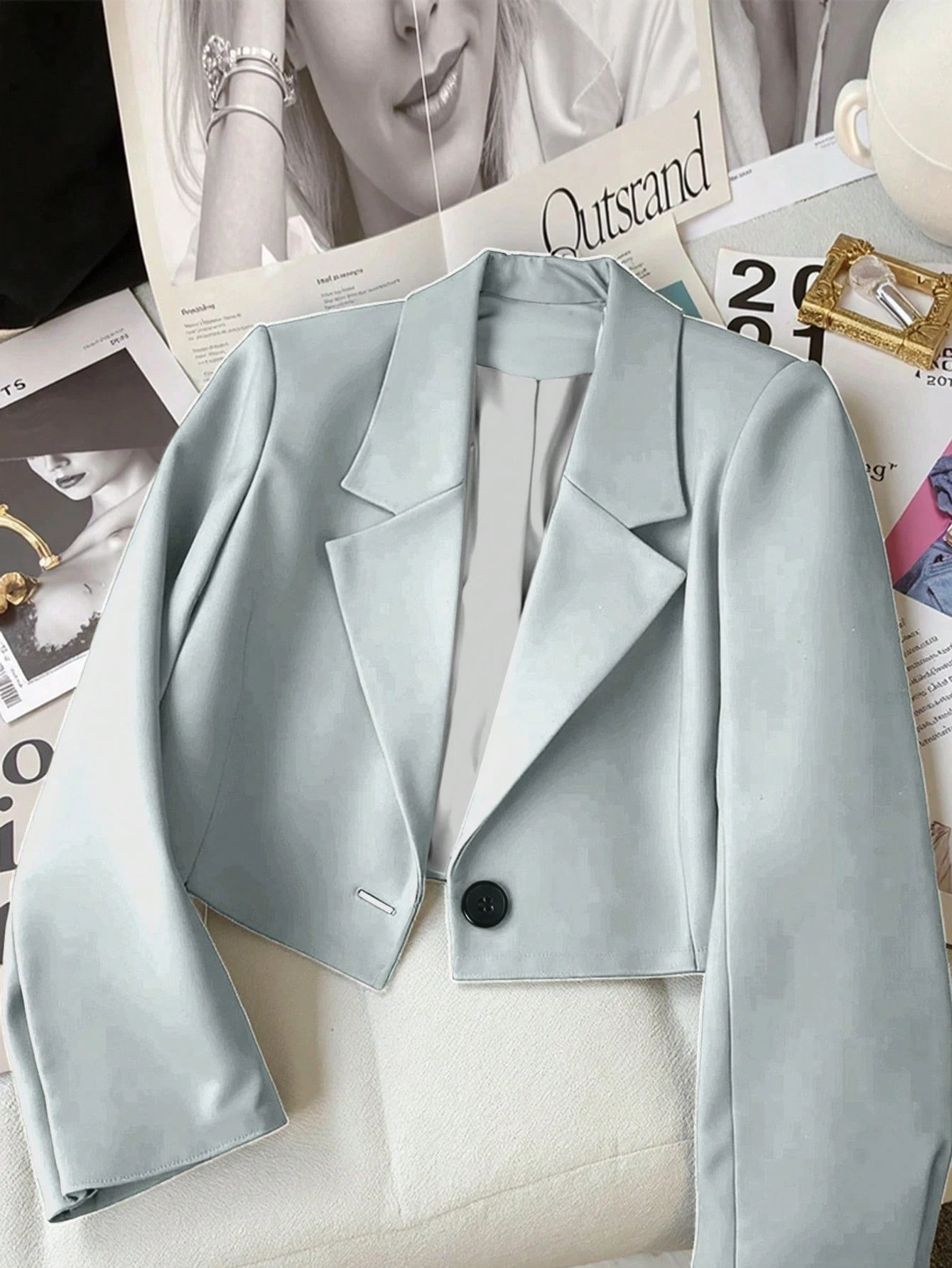 Blazer Casual com Gola Lapela