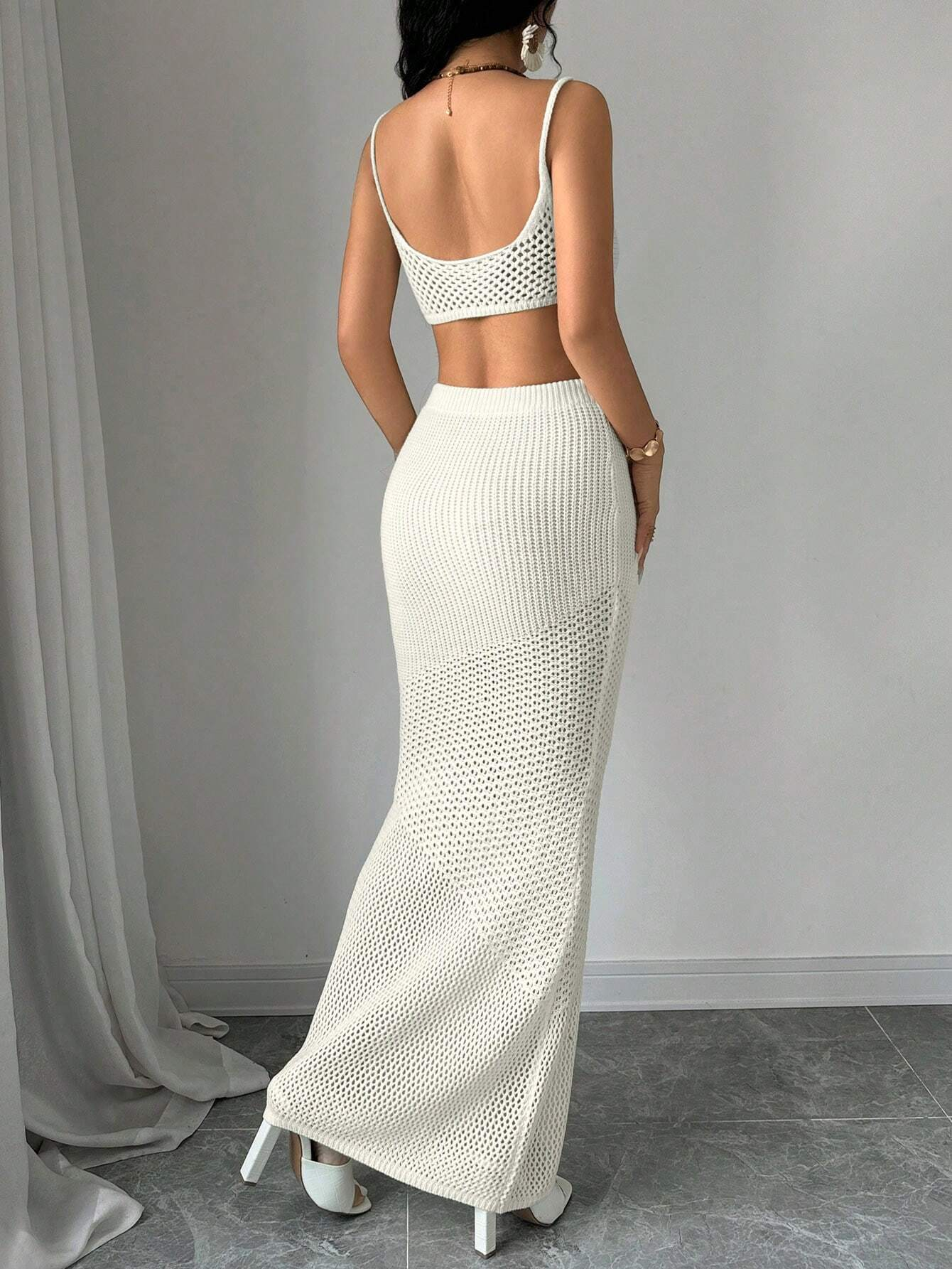 Conjunto de Tricot Feminino Vazado