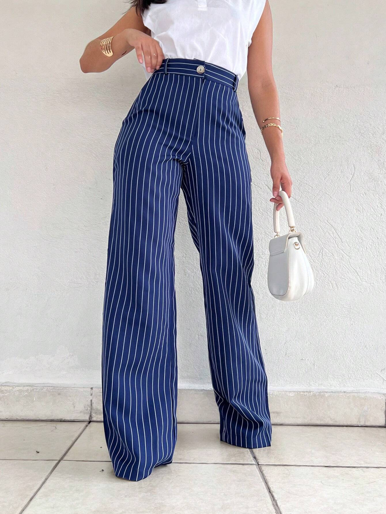 Calça Listrada de Alfaiataria