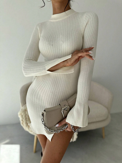 Vestido de Malha Elegante com Manga Longa